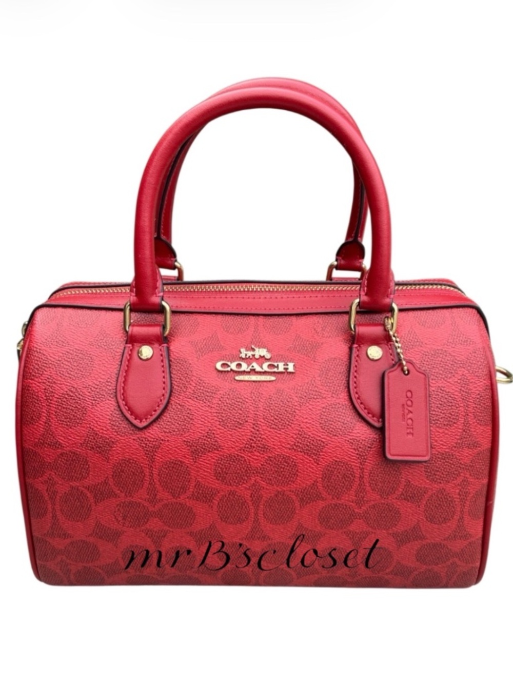 Coach Rowan Satchel Bag In Signature Canvas Crimson Red Purse